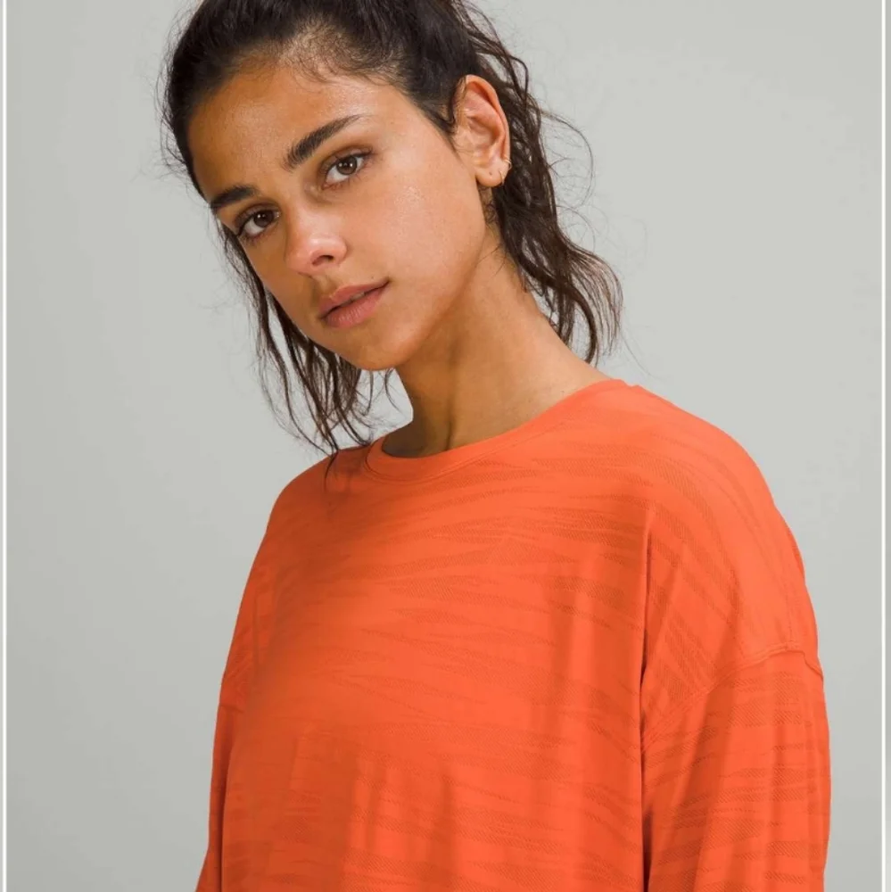 Lululemon Muscle Long Sleeve Shirt *Tiger Mesh Size 10 Warm Coral